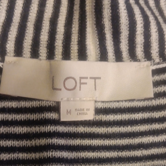 New! LOFT Navy and White Striped Open Cardigan - Picture 6 of 9
